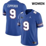 Women's Florida Gators #9 Keon Zipperer NCAA Jordan Brand Royal NIL 2022 Authentic Stitched College Football Jersey RJD0062ZE